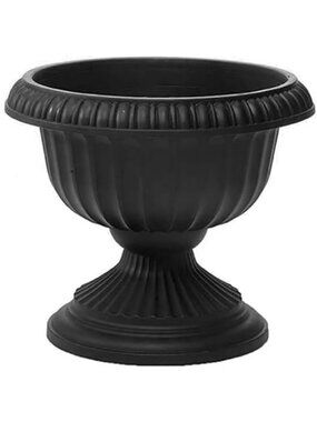 Elegant Black Grecian Urn Planter - 12-Inch Decorative Indoor/Outdoor Pot
